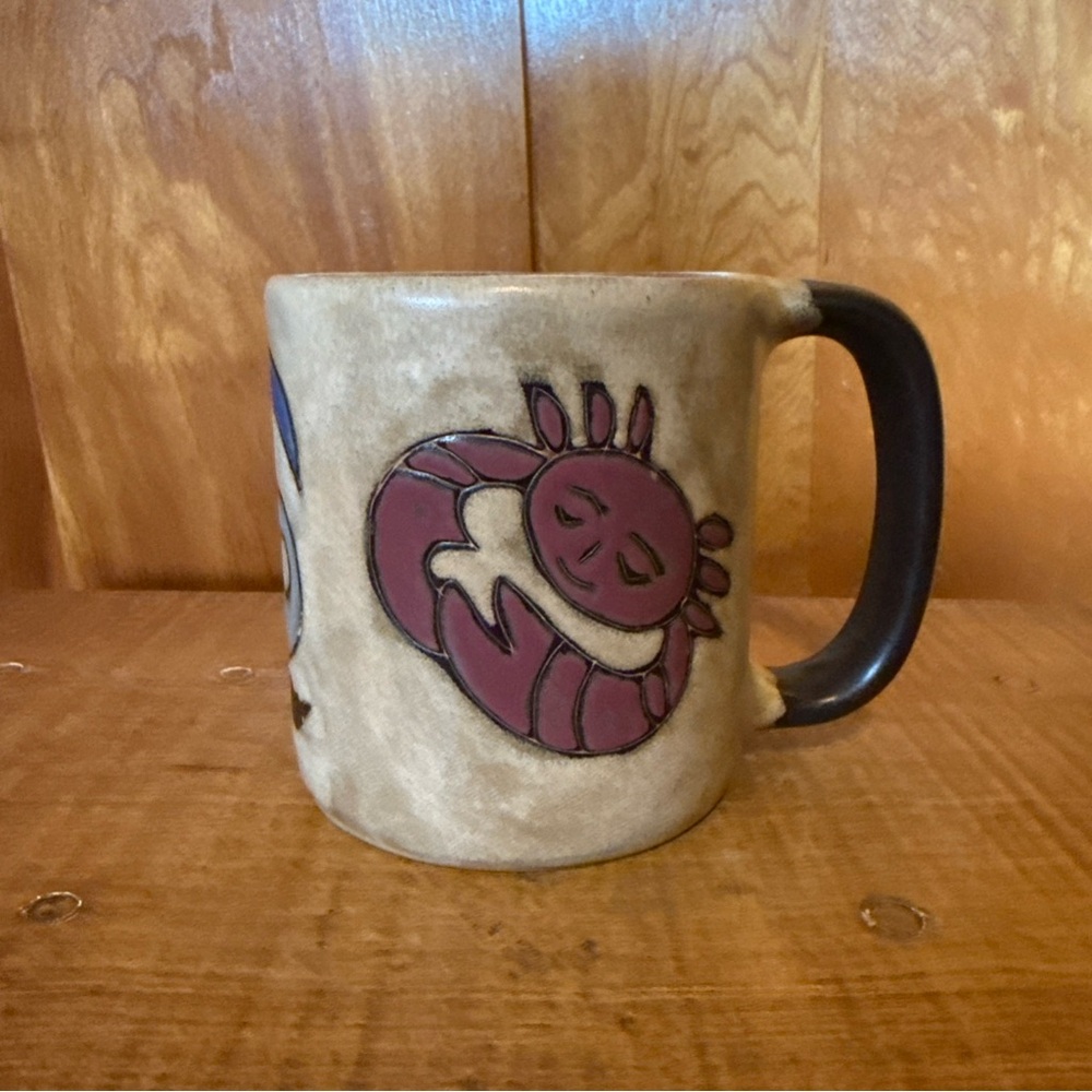Handcrafted Ceramic Coffee Mug Zodiac Cancer The Crab Mara of Mexico